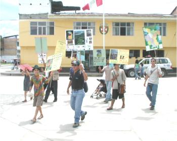 Protest march against oil development and to protect indigenous communities